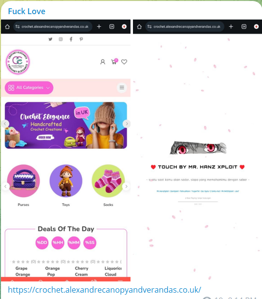 DeepCore Network targets the website of Alexandre Canopy and Verandas