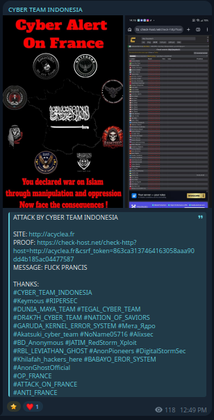 CYBER TEAM INDONESIA targets the website of ACYCLEA