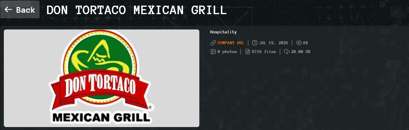 Don Tortaco Mexican Grill falls victim to Qilin ransomware