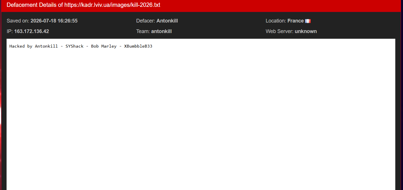 Antonkill targets the website of KADR
