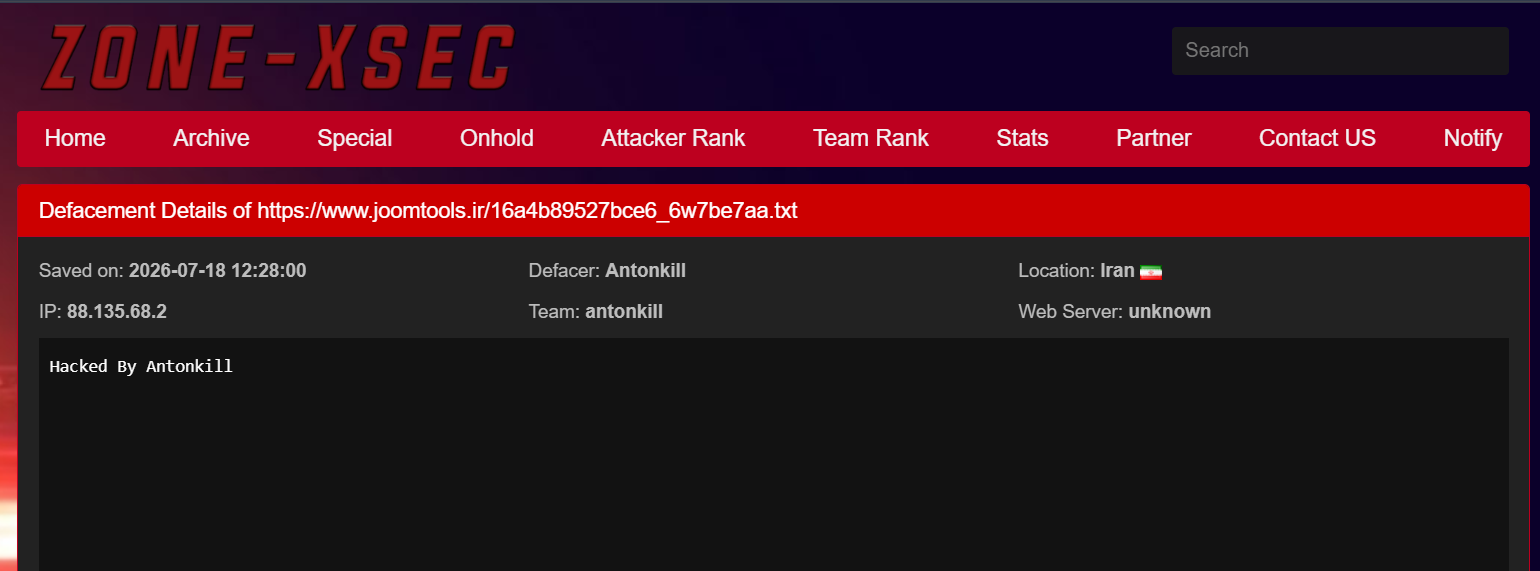 Antonkill targets the website of JoomTools