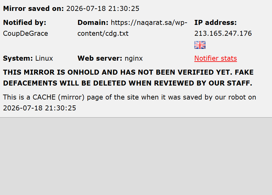 CoupDeGrace targets the website of Naqarat