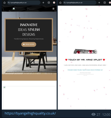 DeepCore Network targets the website of BY ANGEL HIGH QUALITY