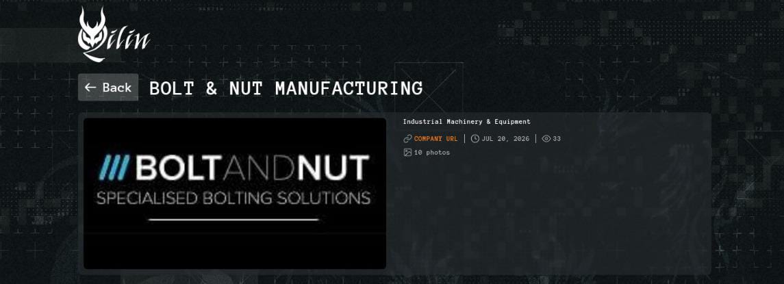 Bolt & Nut Manufacturing Falls Victim to Qilin Ransomware