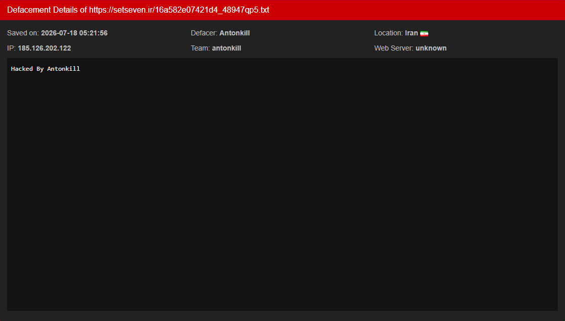 Antonkill targets the websites of Set Seven
