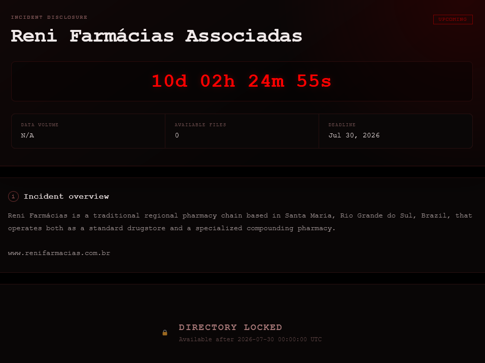 Alleged data breach of Reni Farmácias