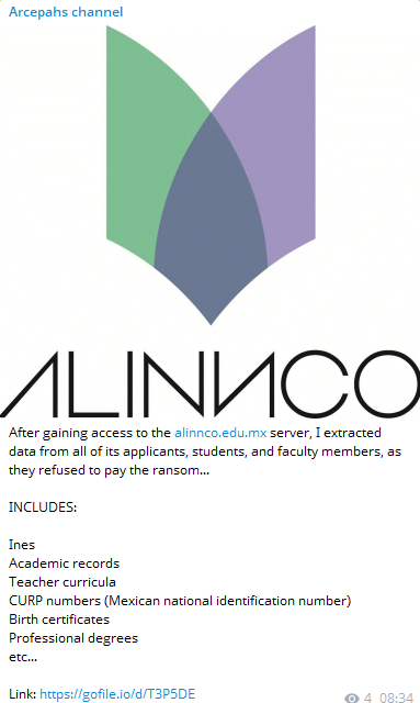 Alleged data breach of ALINNCO