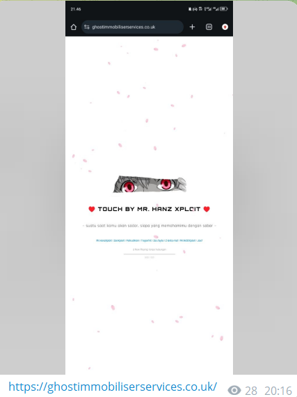 DeepCore Network targets the website of ghostimmobiliserservices.co.uk