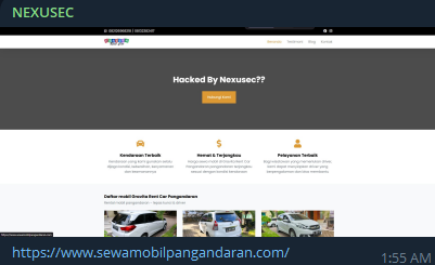 NEXUSEC targets the website of Car Rental Pangandaran
