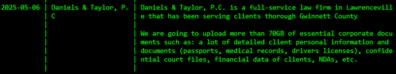 Daniels&Taylor，P.C.成为Akira勒索软件的受害者