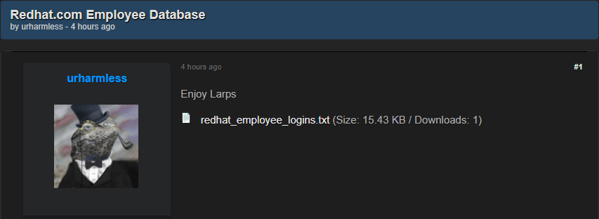 Alleged data leak of Red Hat