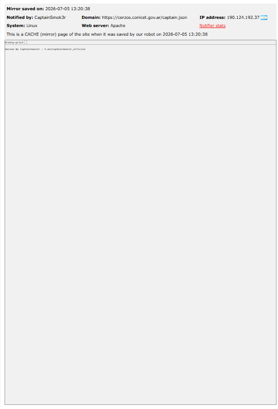 CaptainSmok3r targets the website of CERZOS