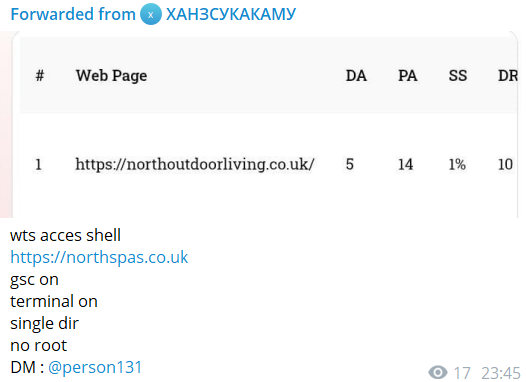 Alleged sale of web shell access to North Spas
