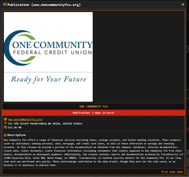 One Community Federal Credit Union falls victim to DragonForce ransomware