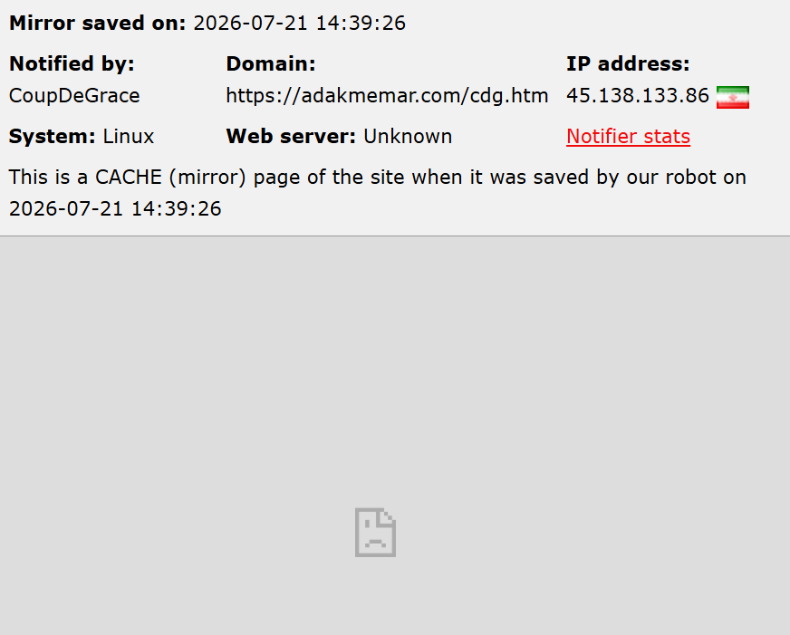 CoupDeGrace targets the website of ADAK MEMAR