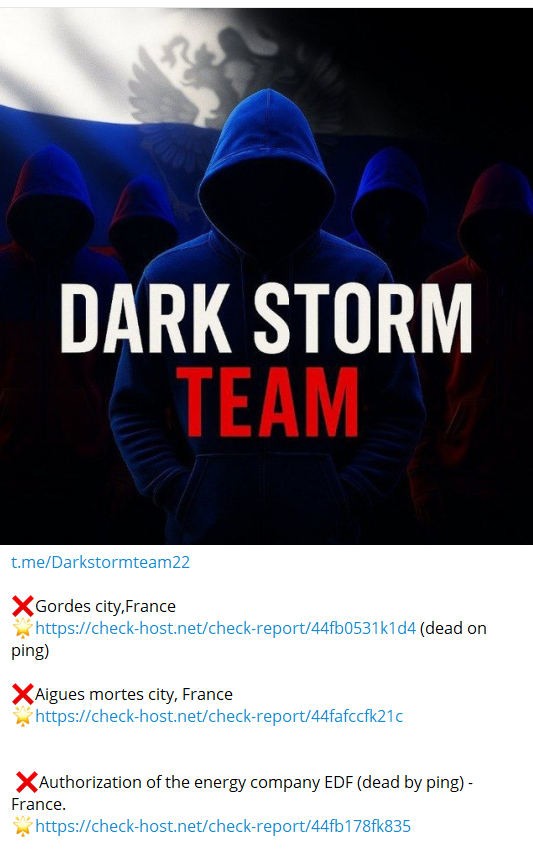 Dark Storm Team targets the website of EDF group