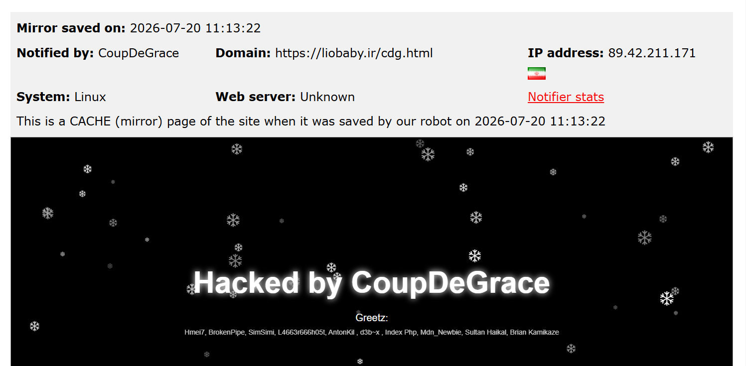 CoupDeGrace targets the website of Lio Baby