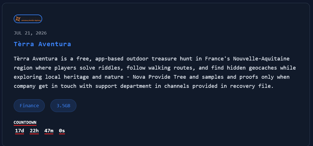 Tèrra Aventura Falls Victim to Nova Ransomware