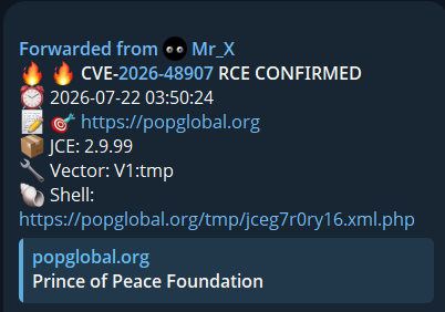 Alleged unauthorized webshell access to Prince of Peace Foundation