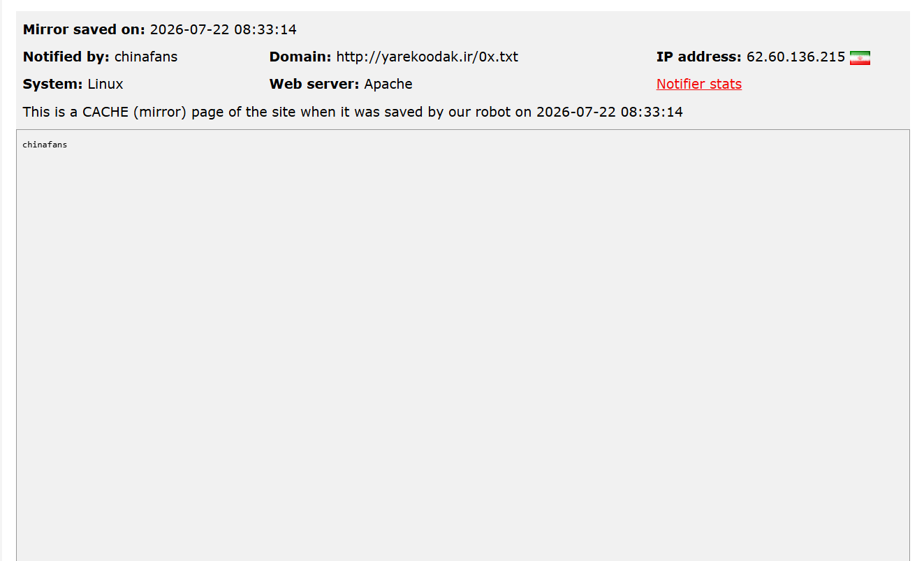 chinafans targets the website of Yar Koudak