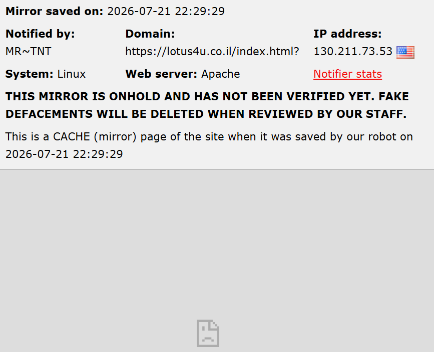 MR~TNT targets the website of The Lotus