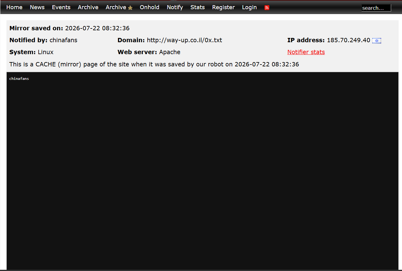 chinafans targets the website of way-up