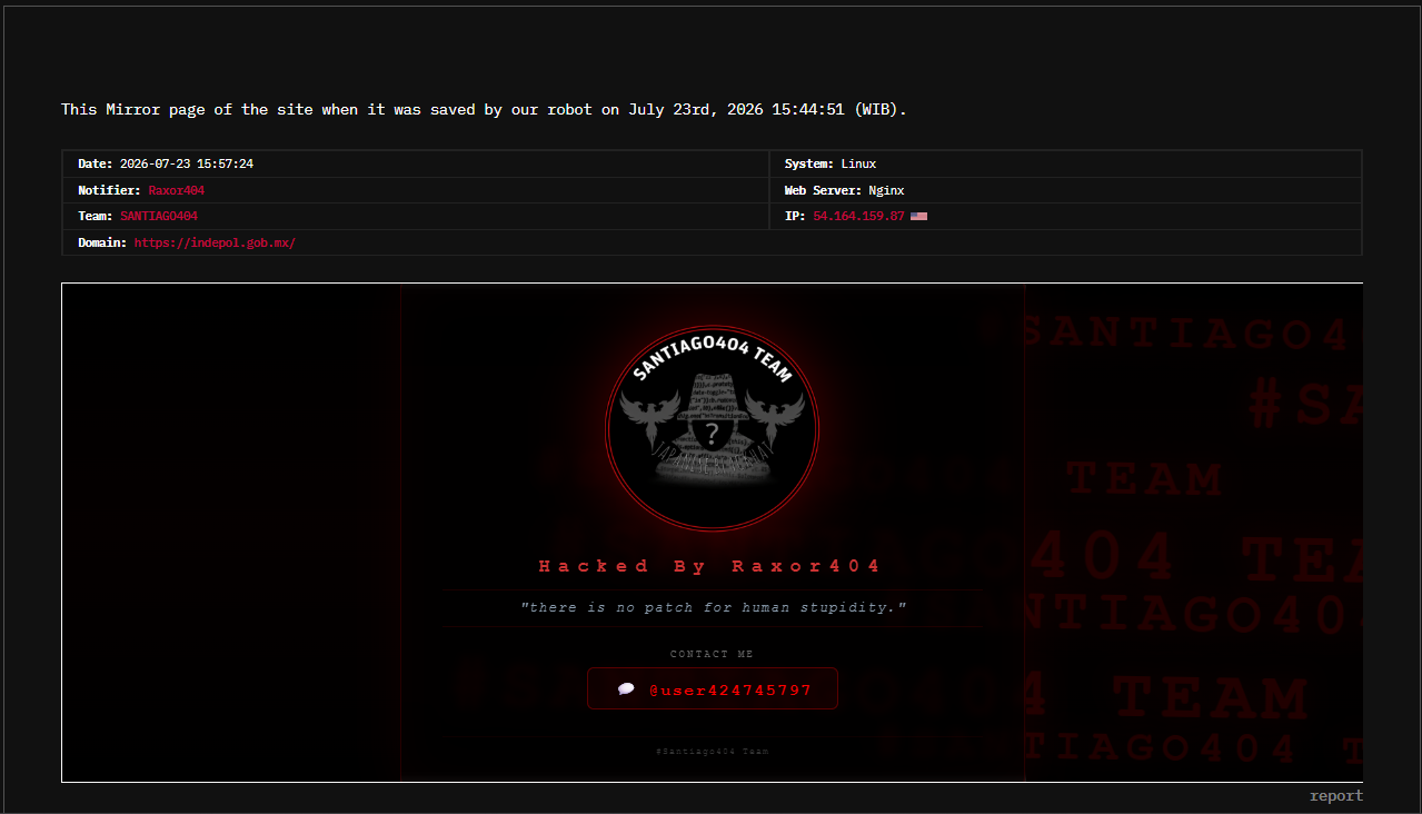 Raxor404 targets the website of Instituto Municipal de Desarrollo Policial