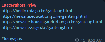 Laggerghost Priv8 targets the website of State Department of Housing and Urban Development (Kenya)
