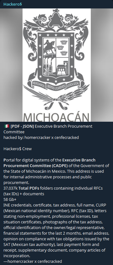 Alleged Data Breach of Procurement Committee Executive
