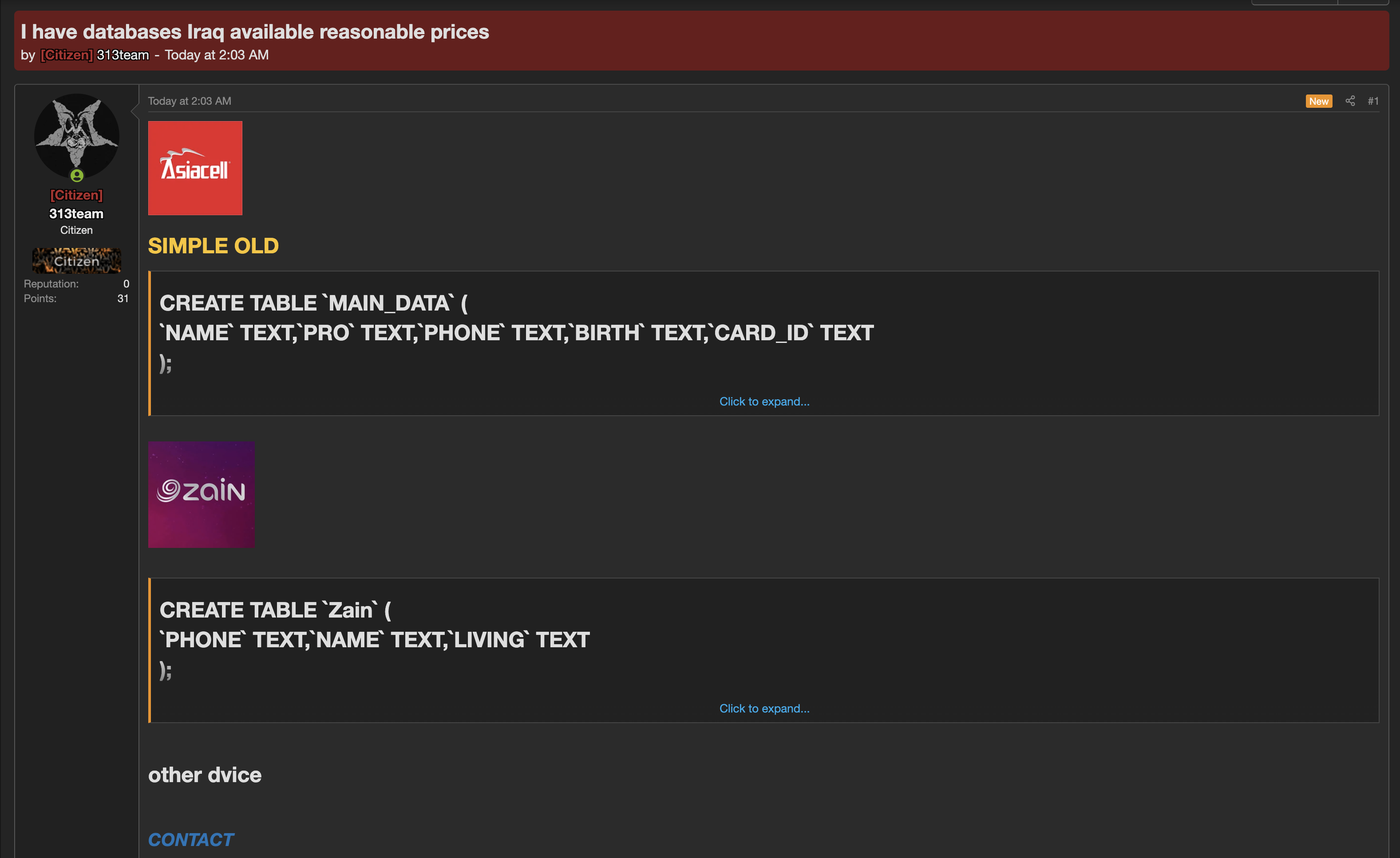 Alleged data leak of Asiacell and Zain Iraq