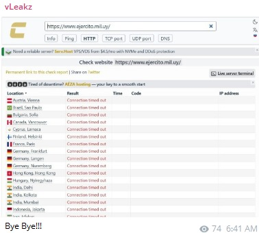 vLeakz targets the website of National Army