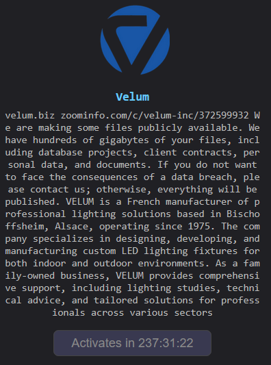 Velum Falls Victim to The Gentlemen Ransomware