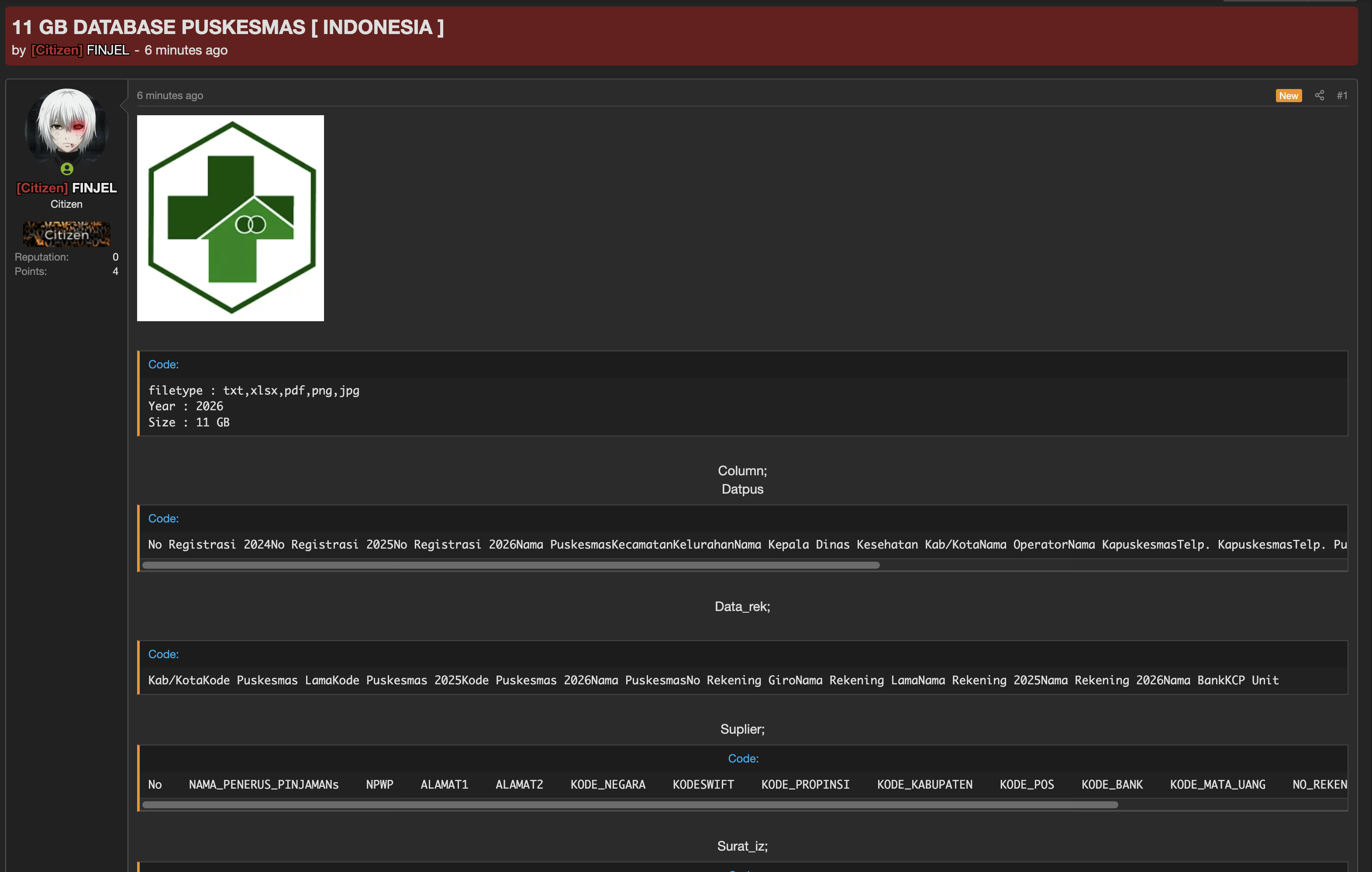 Alleged data leak of Puskesmas