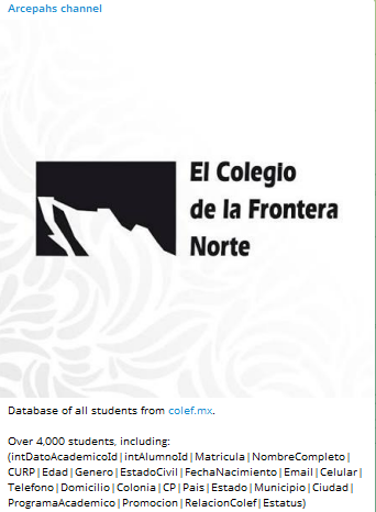 Alleged breach of El Colegio de la Frontera Norte