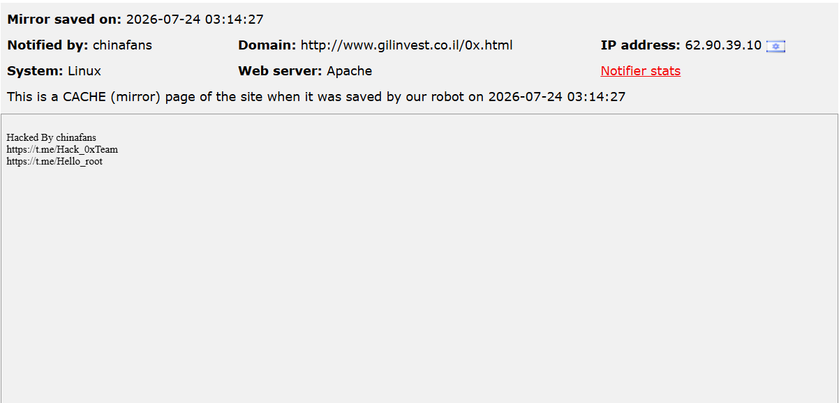 chinafans targets the website of Gil Invest