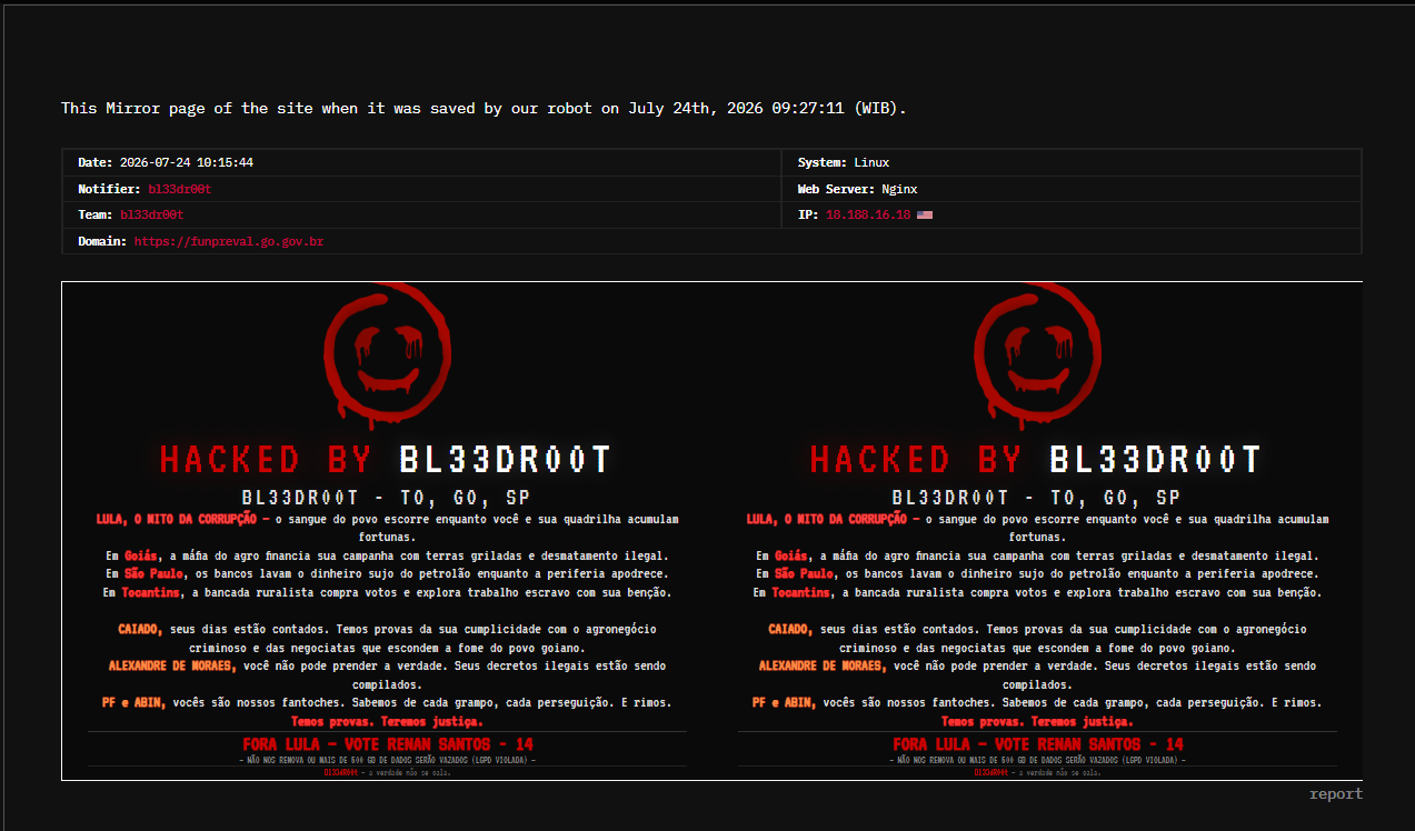 bl33dr00t targets the website of FUNPREVAL