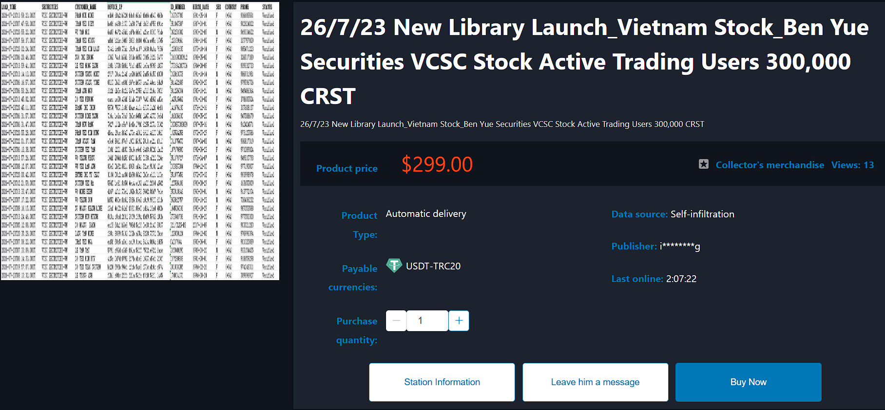 Alleged Sale of Vietcap Securities (VCSC)