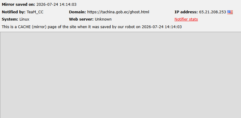 TeaM_CC targets the website of GAD Parish of Tachina