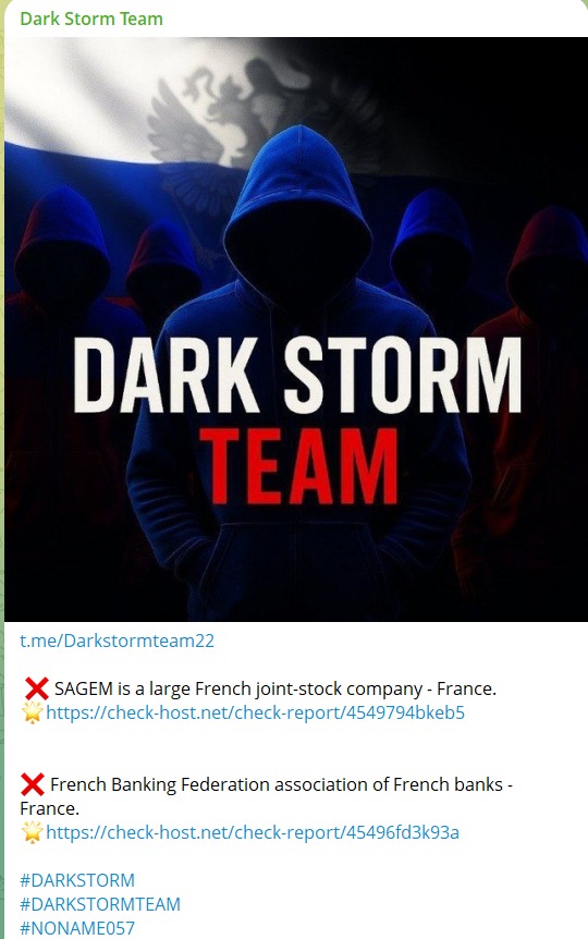 Dark Storm Team targets the website of Médiateur auprès de la Fédération Bancaire Française