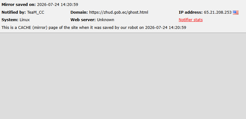 TeaM_CC targets the website of GAD Parroquial Rural de Zhud