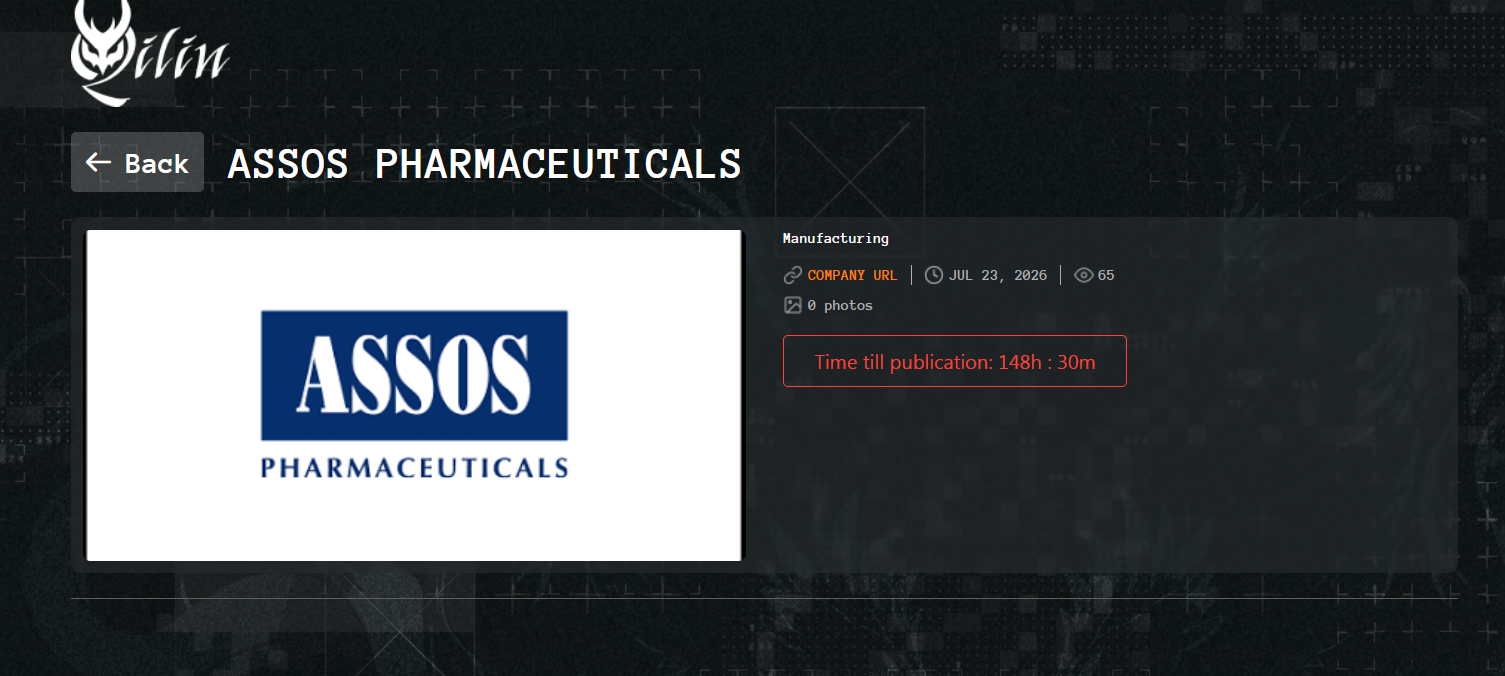 Assos Pharmaceuticals Falls Victim to Qilin Ransomware