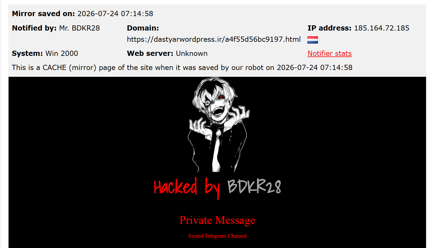 Mr. BDKR28 targets the website of WordPress Assistant
