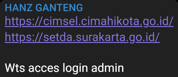 Alleged Sale of unauthorized admin logs access to Kecamatan Pemerintah Kota Cimahi, Indonesia