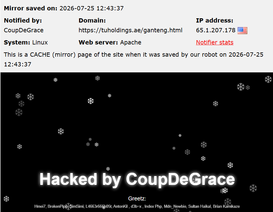 CoupDeGrace targets the website of TU Holdings Group