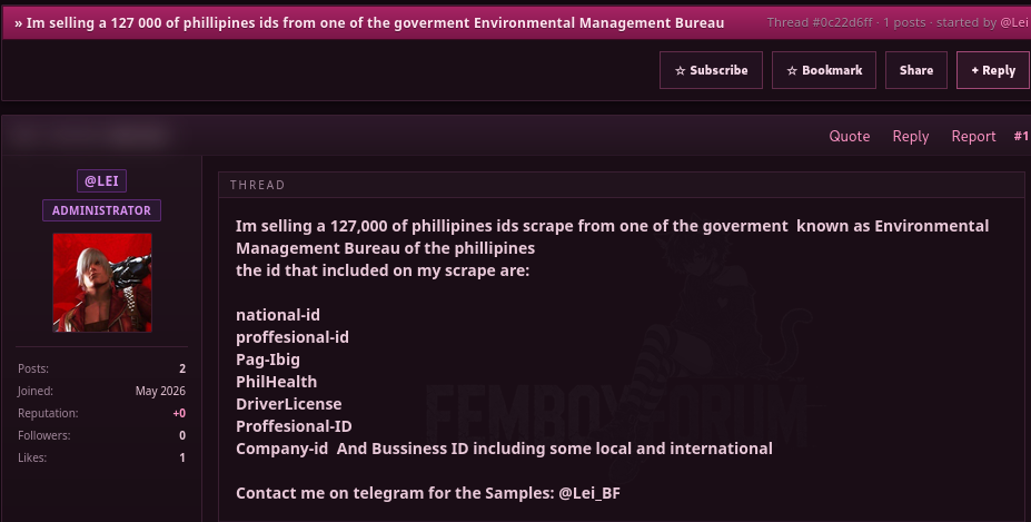 Alleged leak of the Environmental Management Bureau of the Philippines