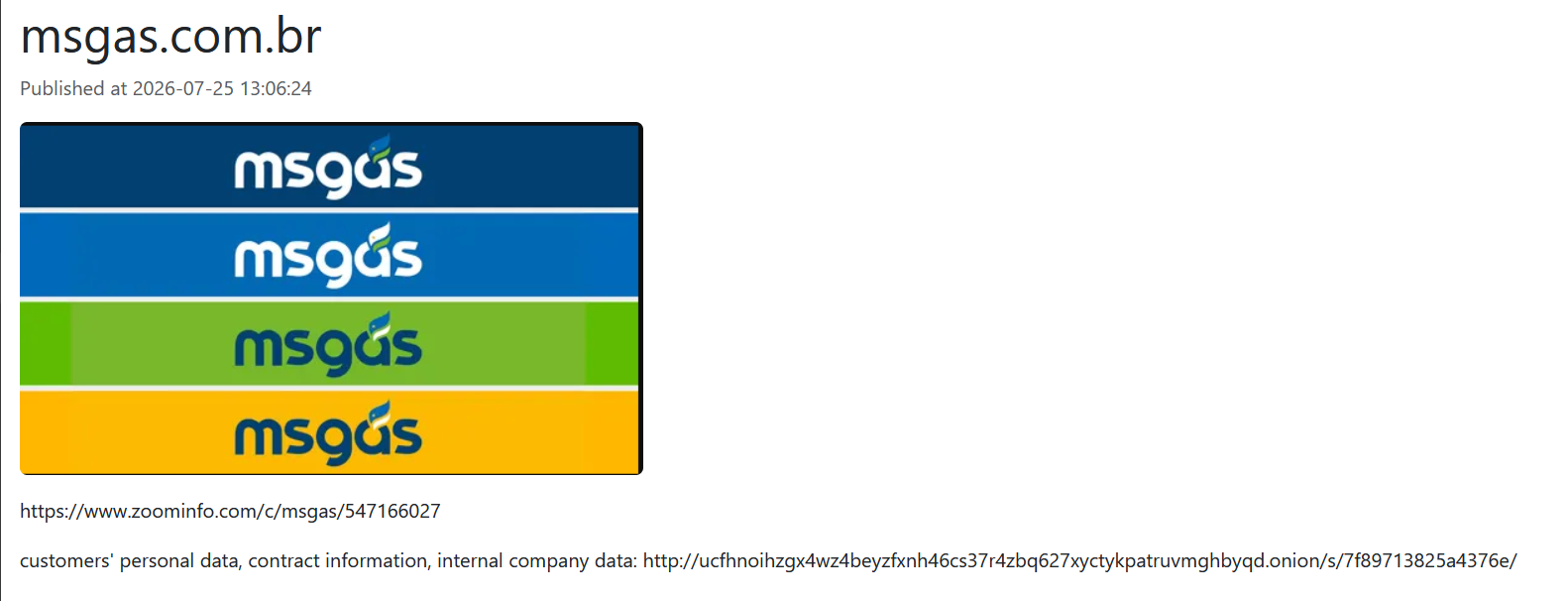 Mato Grosso do Sul State Gas Company (MSGÁS) falls victim to BLACKWATER Ransomware