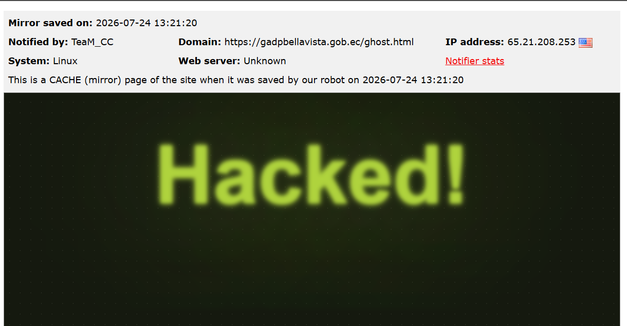 TeaM_CC targets the website of Bellavista Parish Autonomous Decentralized Government