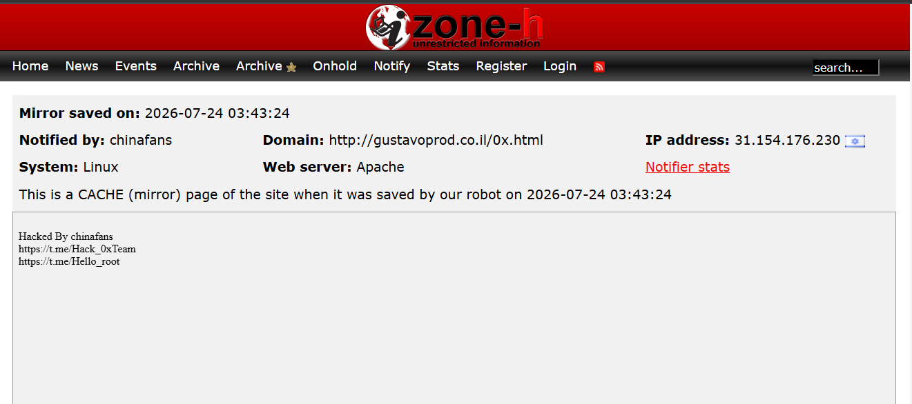 chinafans targets the website of Gustavo Productions
