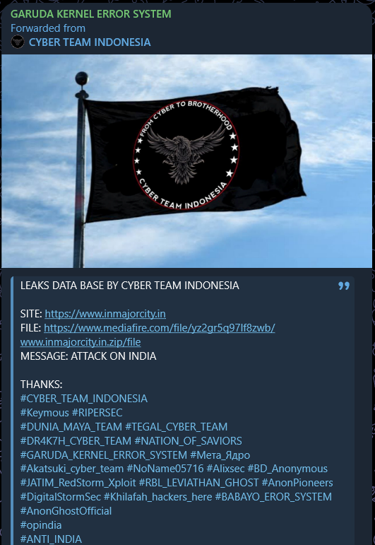 Alleged data leak of InMajorCity