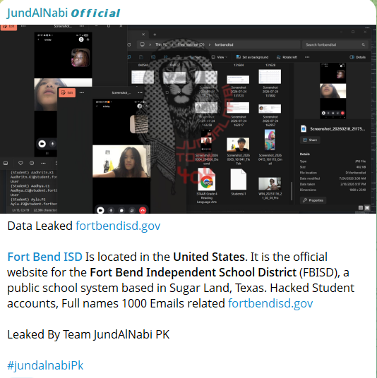 Alleged data breach of Fort Bend Independent School District
